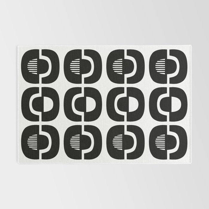 Mid Century Modern Geometric 921 Black and White Rug Gallery Image 2