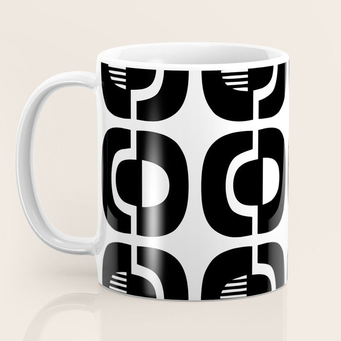 Mid Century Modern Geometric 921 Black and White Coffee Mug Gallery Image 3