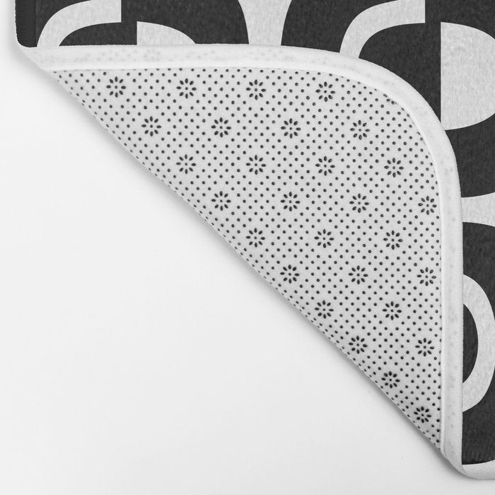 Mid Century Modern Geometric 921 Black and White Bath Mat Gallery Image 2