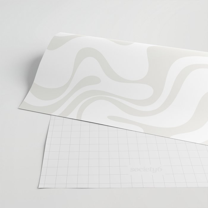 Liquid Swirl Abstract Pattern in Nearly White and Pale Stone Wrapping Paper Gallery Image 2