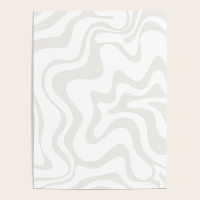 Liquid Swirl Abstract Pattern in Nearly White and Pale Stone Poster Gallery Image 1