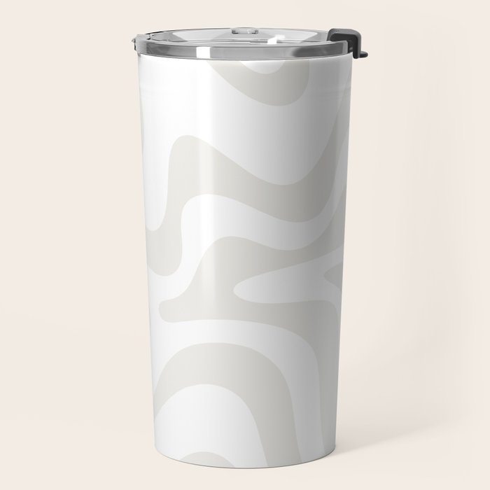 Liquid Swirl Abstract Pattern in Nearly White and Pale Stone Travel Mug Gallery Image 2