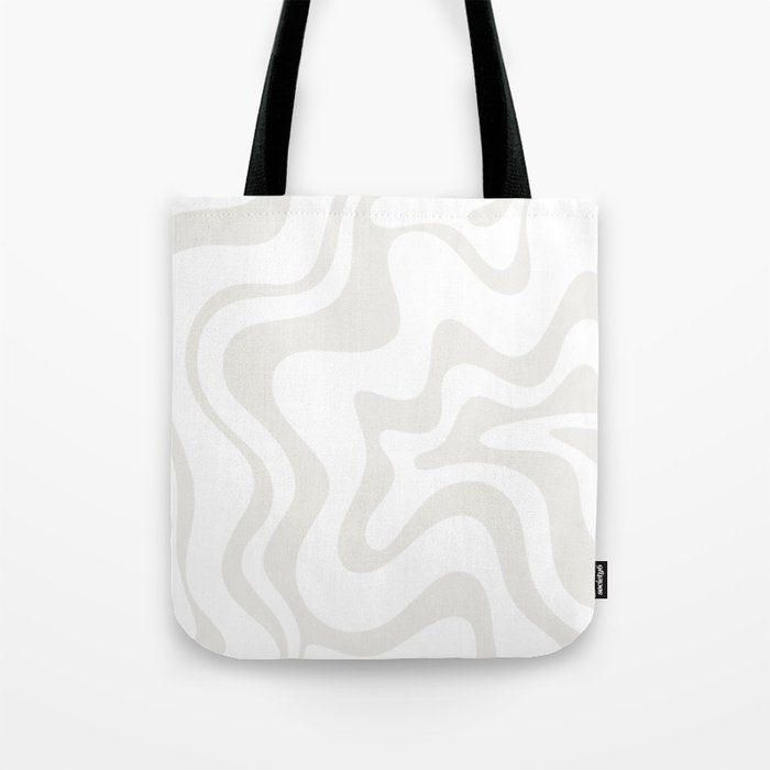 Liquid Swirl Abstract Pattern in Nearly White and Pale Stone Tote Bag Gallery Image 1