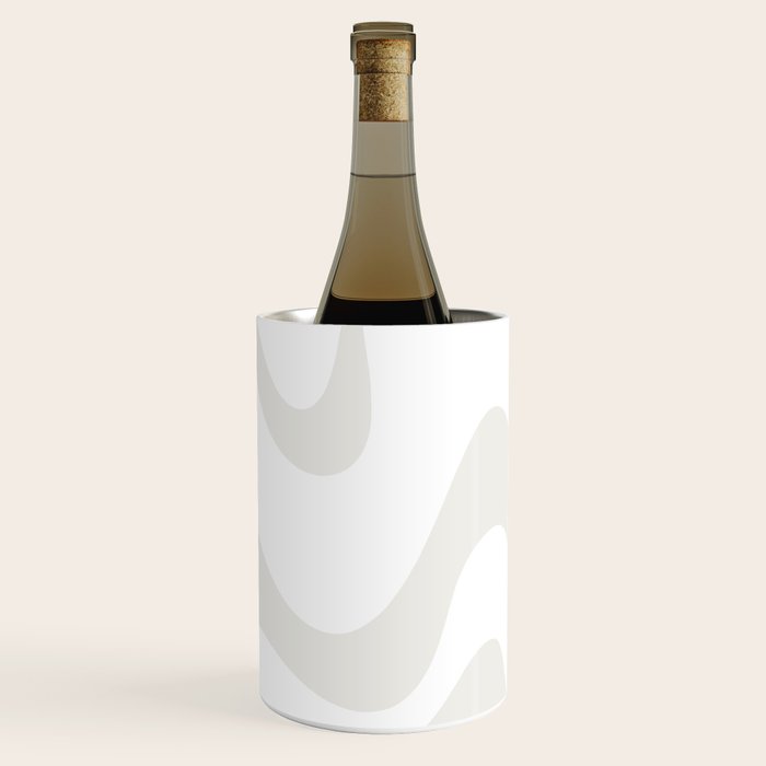 Liquid Swirl Abstract Pattern in Nearly White and Pale Stone Wine Chiller Gallery Image 3