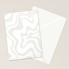 Liquid Swirl Abstract Pattern in Nearly White and Pale Stone Stationery Card Gallery Image 2