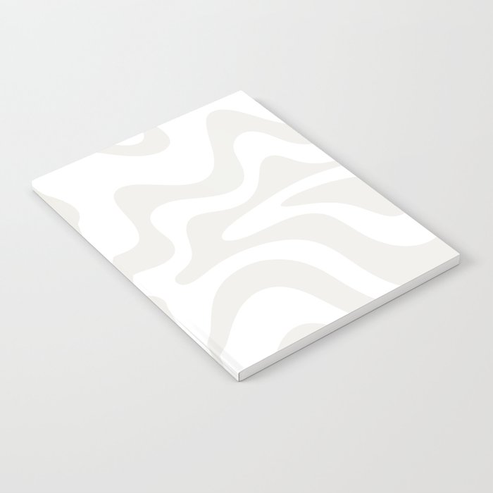 Liquid Swirl Abstract Pattern in Nearly White and Pale Stone Notebook Gallery Image 2