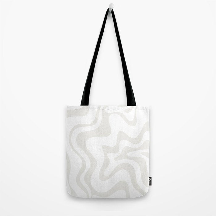 Liquid Swirl Abstract Pattern in Nearly White and Pale Stone Tote Bag Gallery Image 2