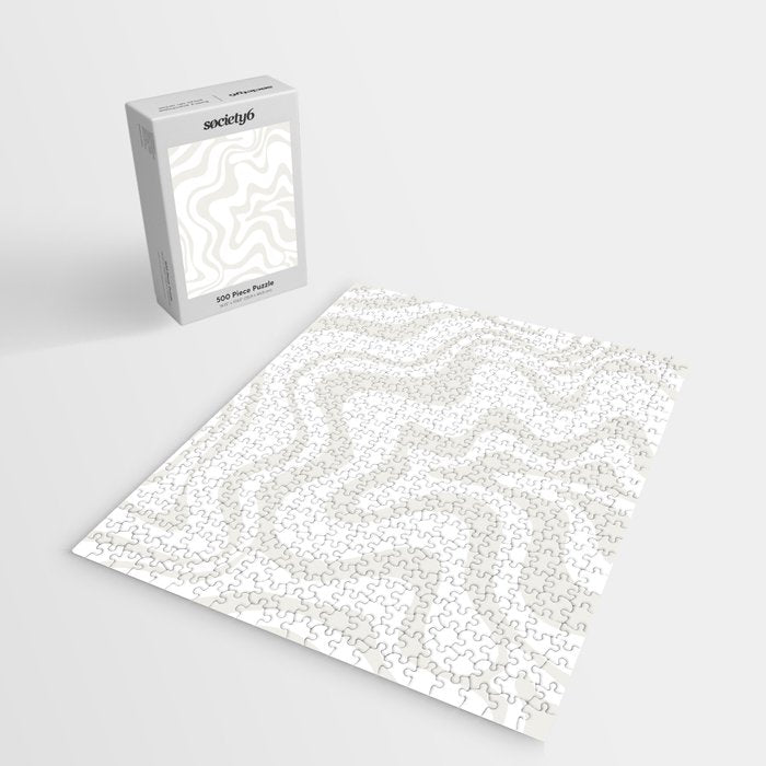 Liquid Swirl Abstract Pattern in Nearly White and Pale Stone Jigsaw Puzzle Gallery Image 2