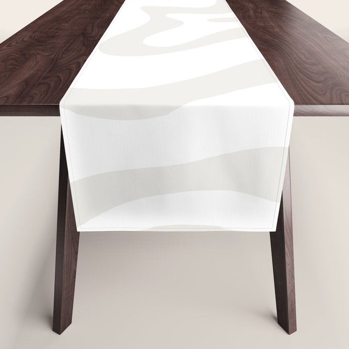 Liquid Swirl Abstract Pattern in Nearly White and Pale Stone Table Runner Gallery Image 1