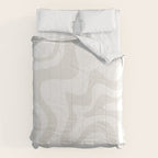 Liquid Swirl Abstract Pattern in Nearly White and Pale Stone Comforter Gallery Image 6