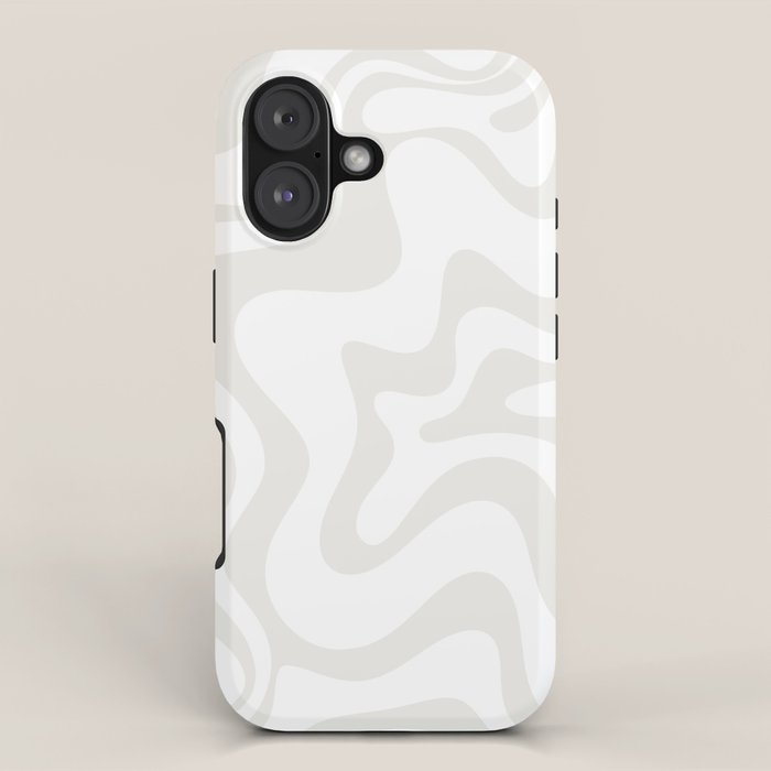 Liquid Swirl Abstract Pattern in Nearly White and Pale Stone iPhone Case Gallery Image 1
