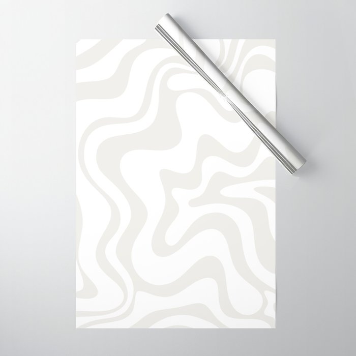 Liquid Swirl Abstract Pattern in Nearly White and Pale Stone Wrapping Paper Gallery Image 1