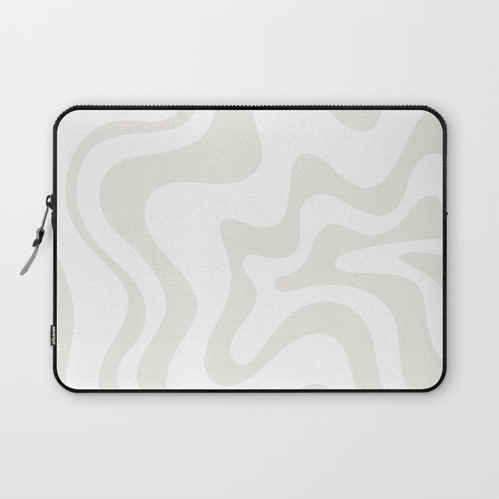 Liquid Swirl Abstract Pattern in Nearly White and Pale Stone Laptop Sleeve Gallery Image 1