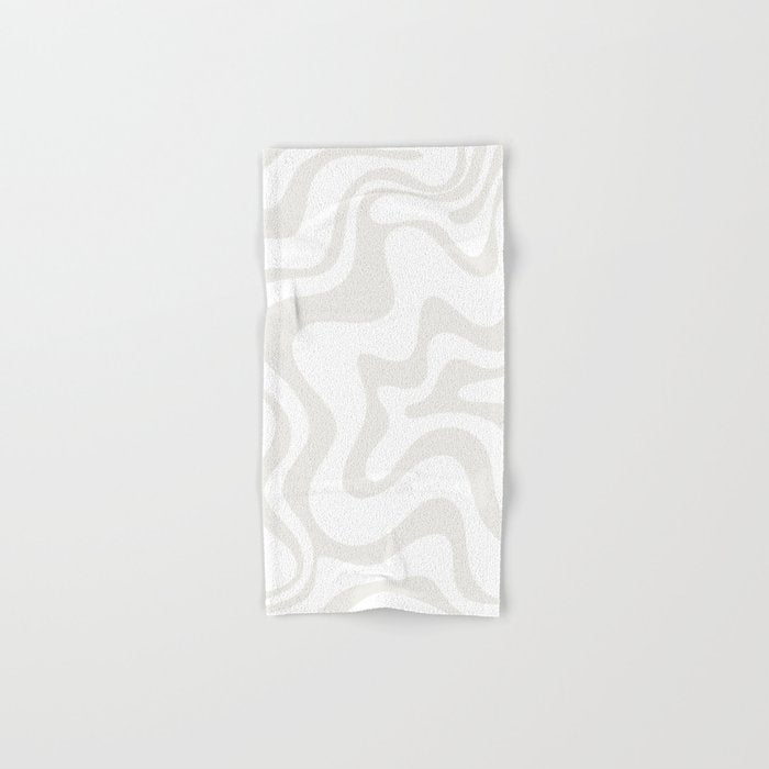 Liquid Swirl Abstract Pattern in Nearly White and Pale Stone Bath Towel Gallery Image 1