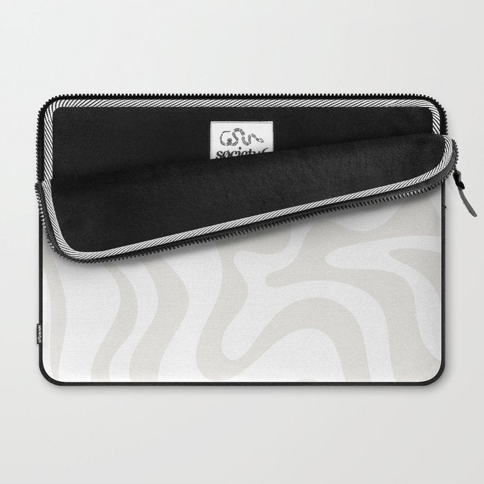 Liquid Swirl Abstract Pattern in Nearly White and Pale Stone Laptop Sleeve Gallery Image 2