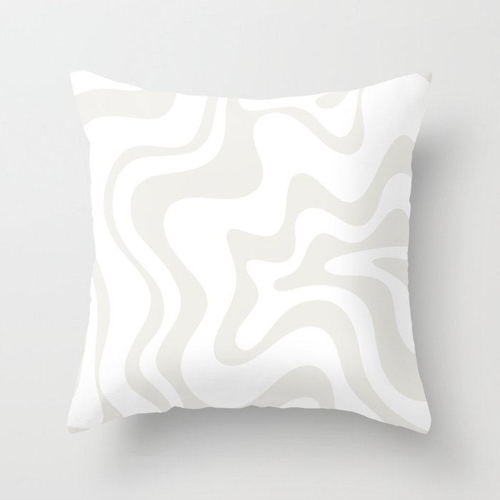 Liquid Swirl Abstract Pattern in Nearly White and Pale Stone Throw Pillow Gallery Image 6