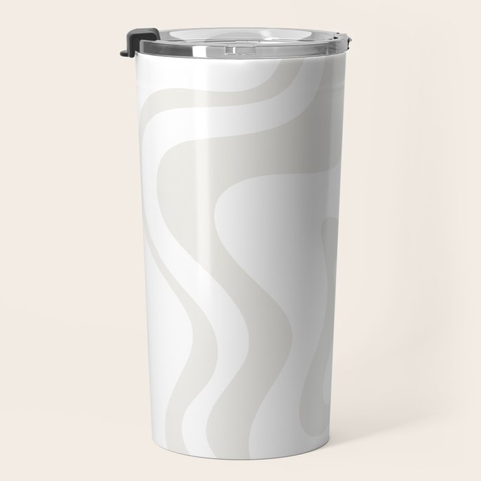 Liquid Swirl Abstract Pattern in Nearly White and Pale Stone Travel Mug Gallery Image 3