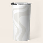 Liquid Swirl Abstract Pattern in Nearly White and Pale Stone Travel Mug Gallery Image 3