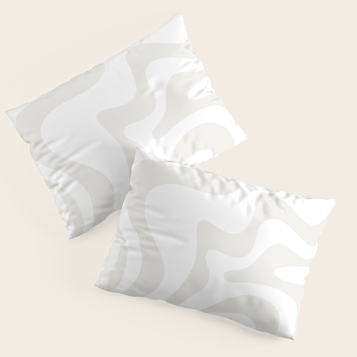 Liquid Swirl Abstract Pattern in Nearly White and Pale Stone Pillow Sham Gallery Image 3