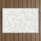 Liquid Swirl Abstract Pattern in Nearly White and Pale Stone Outdoor Rug Gallery Image 1