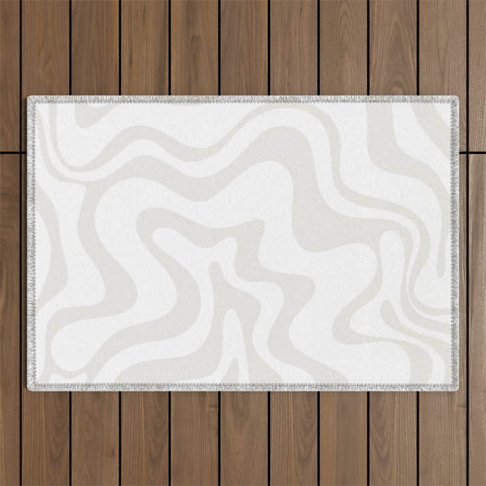 Liquid Swirl Abstract Pattern in Nearly White and Pale Stone Outdoor Rug Gallery Image 1