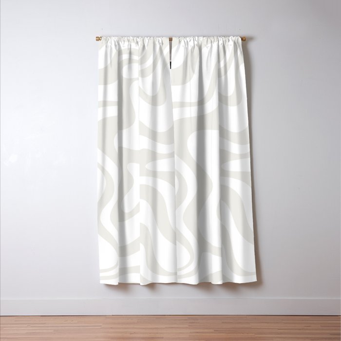 Liquid Swirl Abstract Pattern in Nearly White and Pale Stone Window Curtain Gallery Image 3