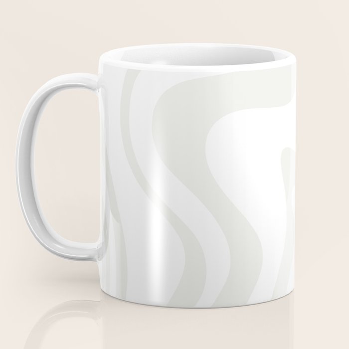 Liquid Swirl Abstract Pattern in Nearly White and Pale Stone Coffee Mug Gallery Image 3