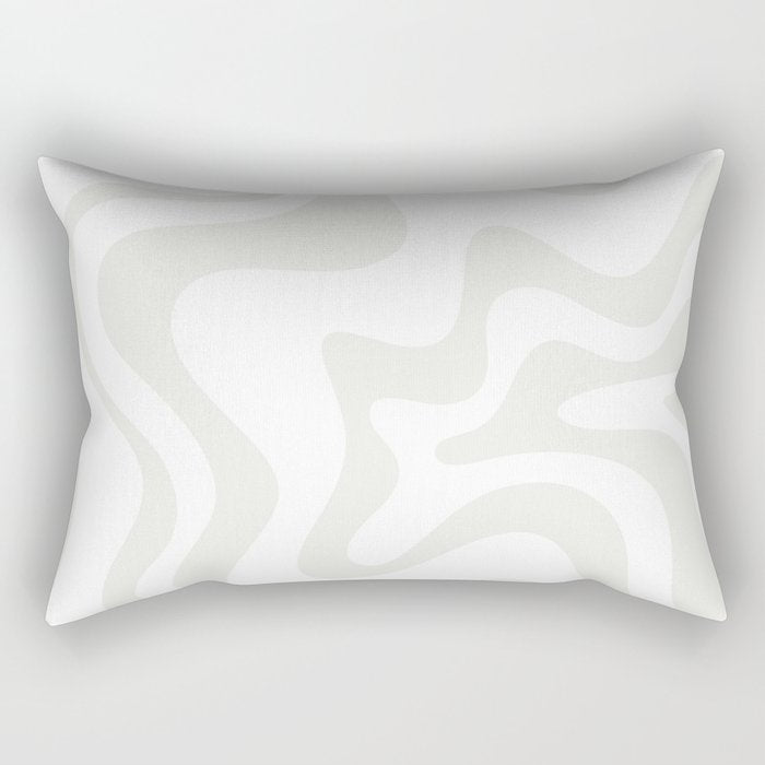 Liquid Swirl Abstract Pattern in Nearly White and Pale Stone Rectangular Pillow Gallery Image 2