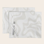 Liquid Swirl Abstract Pattern in Nearly White and Pale Stone Placemat Gallery Image 1