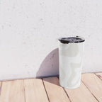 Liquid Swirl Abstract Pattern in Nearly White and Pale Stone Travel Mug Gallery Image 4