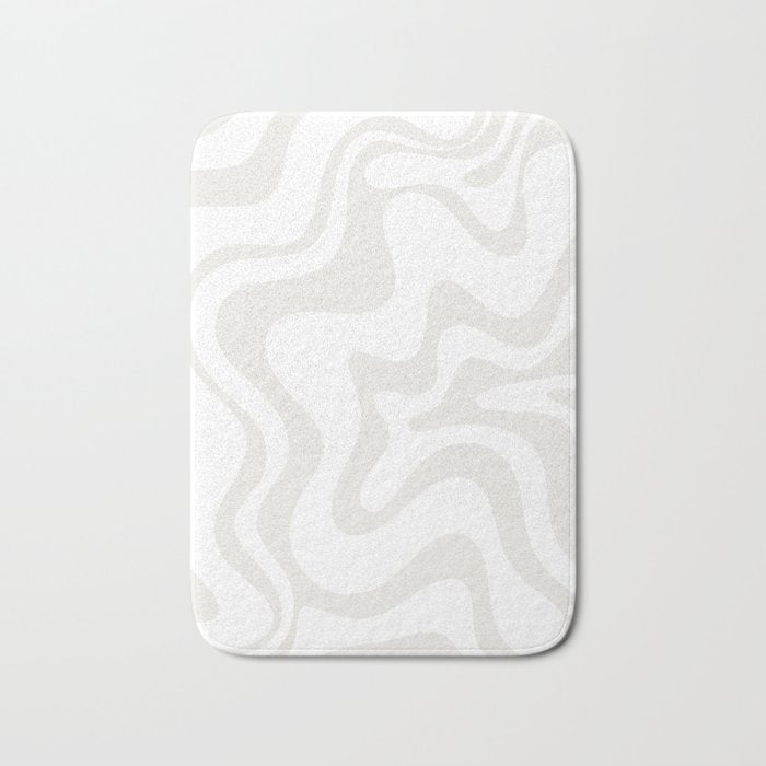 Liquid Swirl Abstract Pattern in Nearly White and Pale Stone Bath Mat Gallery Image 1