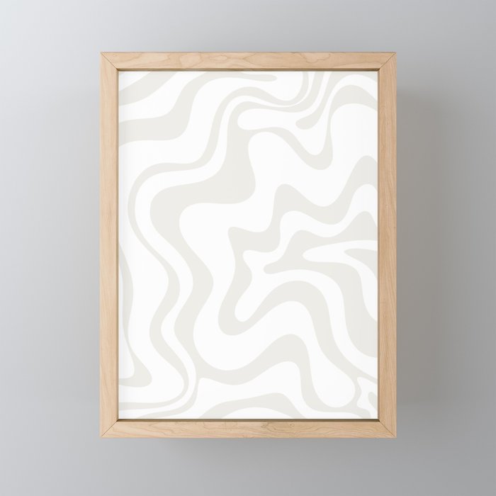 Liquid Swirl Abstract Pattern in Nearly White and Pale Stone Mini Art Print Gallery Image 1