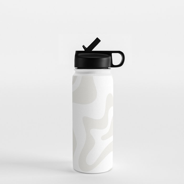 Liquid Swirl Abstract Pattern in Nearly White and Pale Stone Water Bottle Gallery Image 1