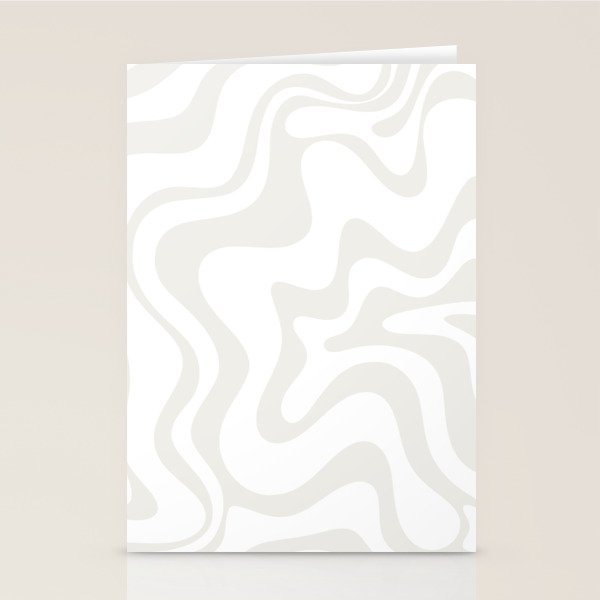 Liquid Swirl Abstract Pattern in Nearly White and Pale Stone Stationery Card Gallery Image 2