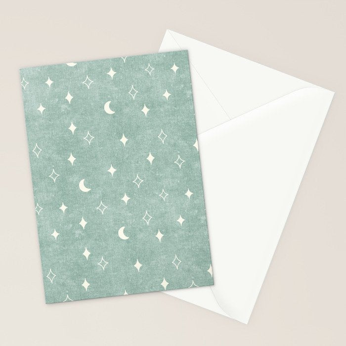 moon and stars - surf blue Stationery Card Gallery Image 2