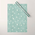 moon and stars - surf blue Wrapping Paper Gallery Image 1