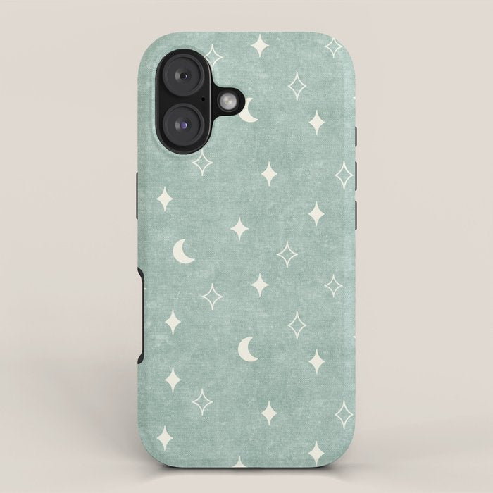 moon and stars - surf blue iPhone Case Gallery Image 1