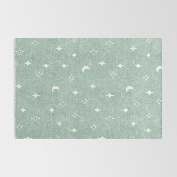 moon and stars - surf blue Rug Gallery Image 2