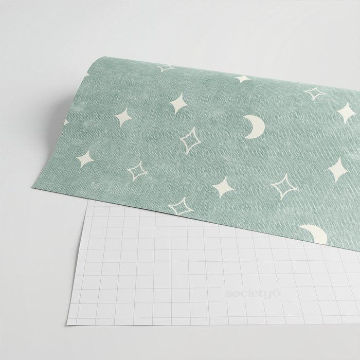 moon and stars - surf blue Wrapping Paper Gallery Image 2