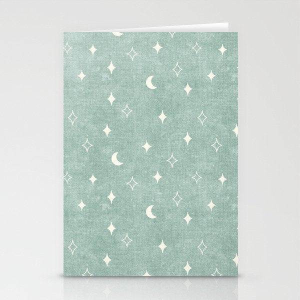 moon and stars - surf blue Stationery Card Gallery Image 1