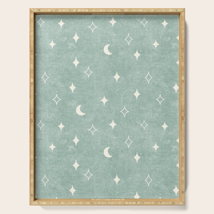 moon and stars - surf blue Serving Tray Gallery Image 1