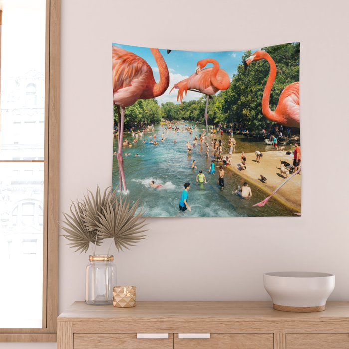 Flamingo Shore Wall Tapestry Gallery Image 2