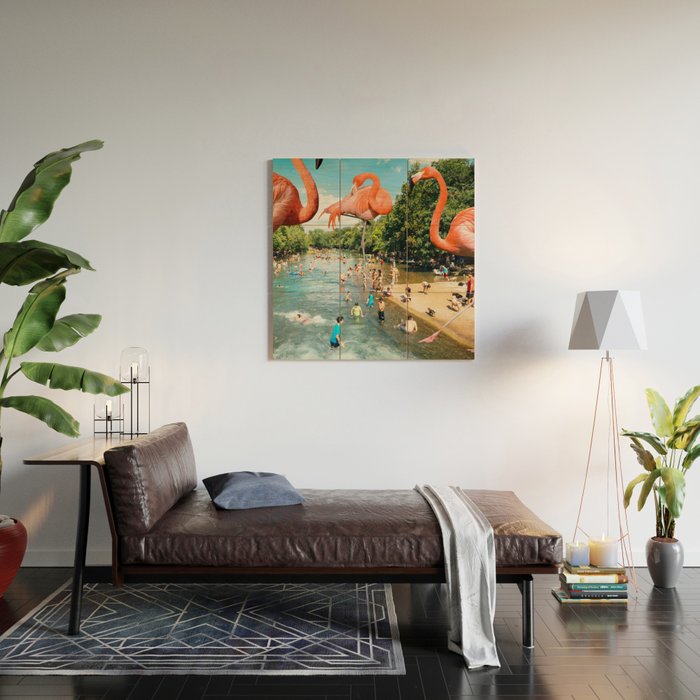 Flamingo Shore Wood Wall Art Gallery Image 2