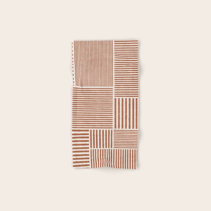 Terracotta Bold Lines Minimalist Geometric Artwork Bath Towel Gallery Image 1