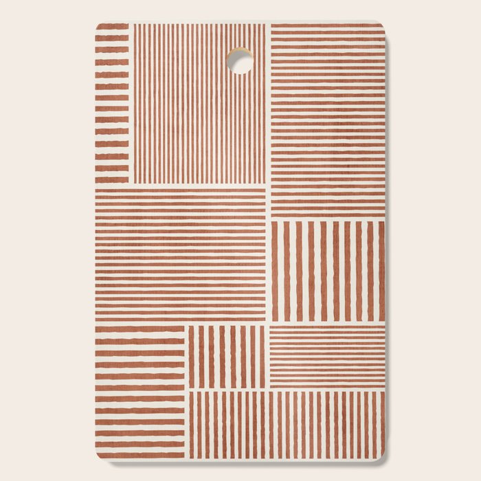 Terracotta Bold Lines Minimalist Geometric Artwork Cutting Board Gallery Image 1