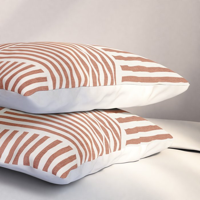 Terracotta Bold Lines Minimalist Geometric Artwork Pillow Sham Gallery Image 3