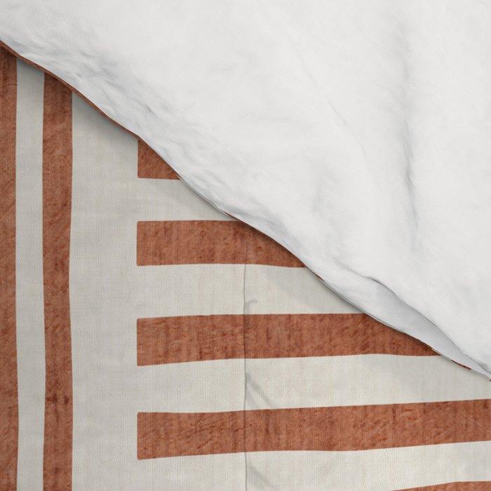 Terracotta Bold Lines Minimalist Geometric Artwork Comforter Gallery Image 4