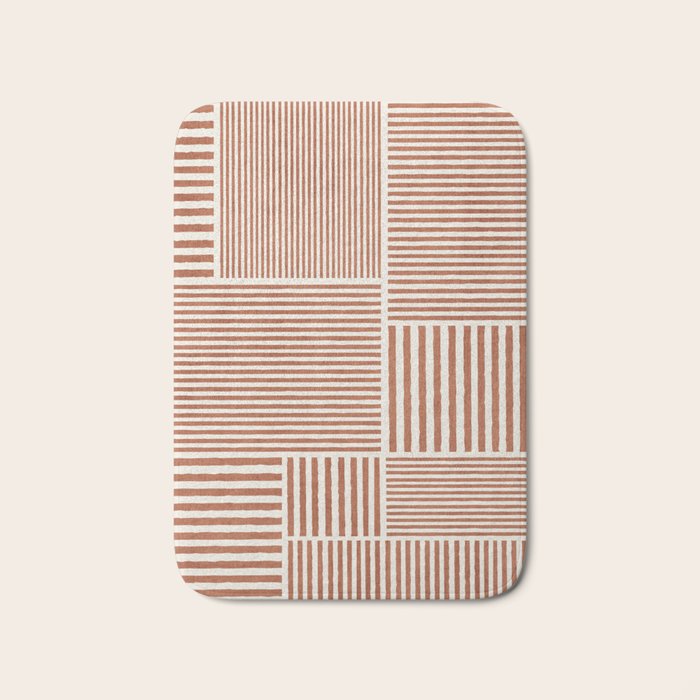 Terracotta Bold Lines Minimalist Geometric Artwork Bath Mat Gallery Image 1