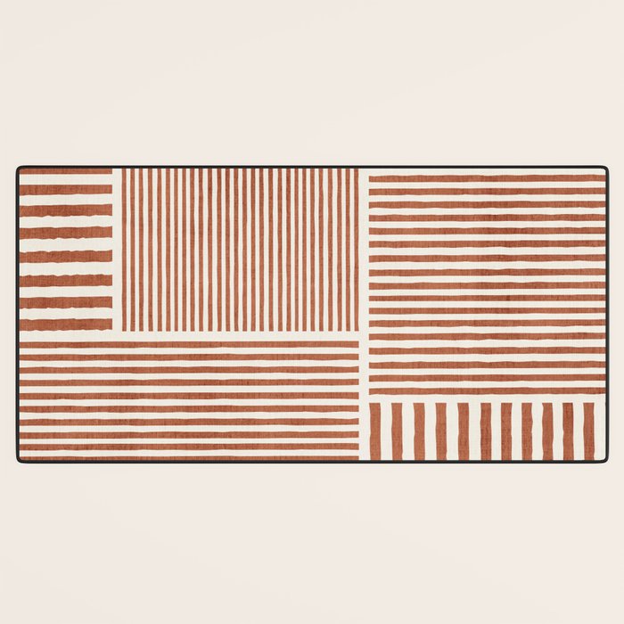 Terracotta Bold Lines Minimalist Geometric Artwork Desk Mat Gallery Image 3