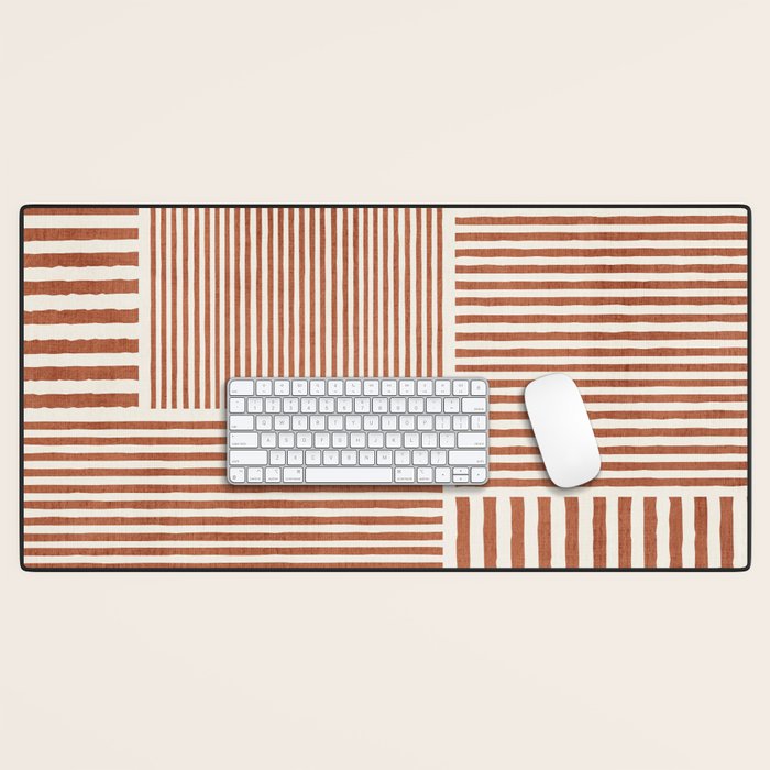 Terracotta Bold Lines Minimalist Geometric Artwork Desk Mat Gallery Image 1